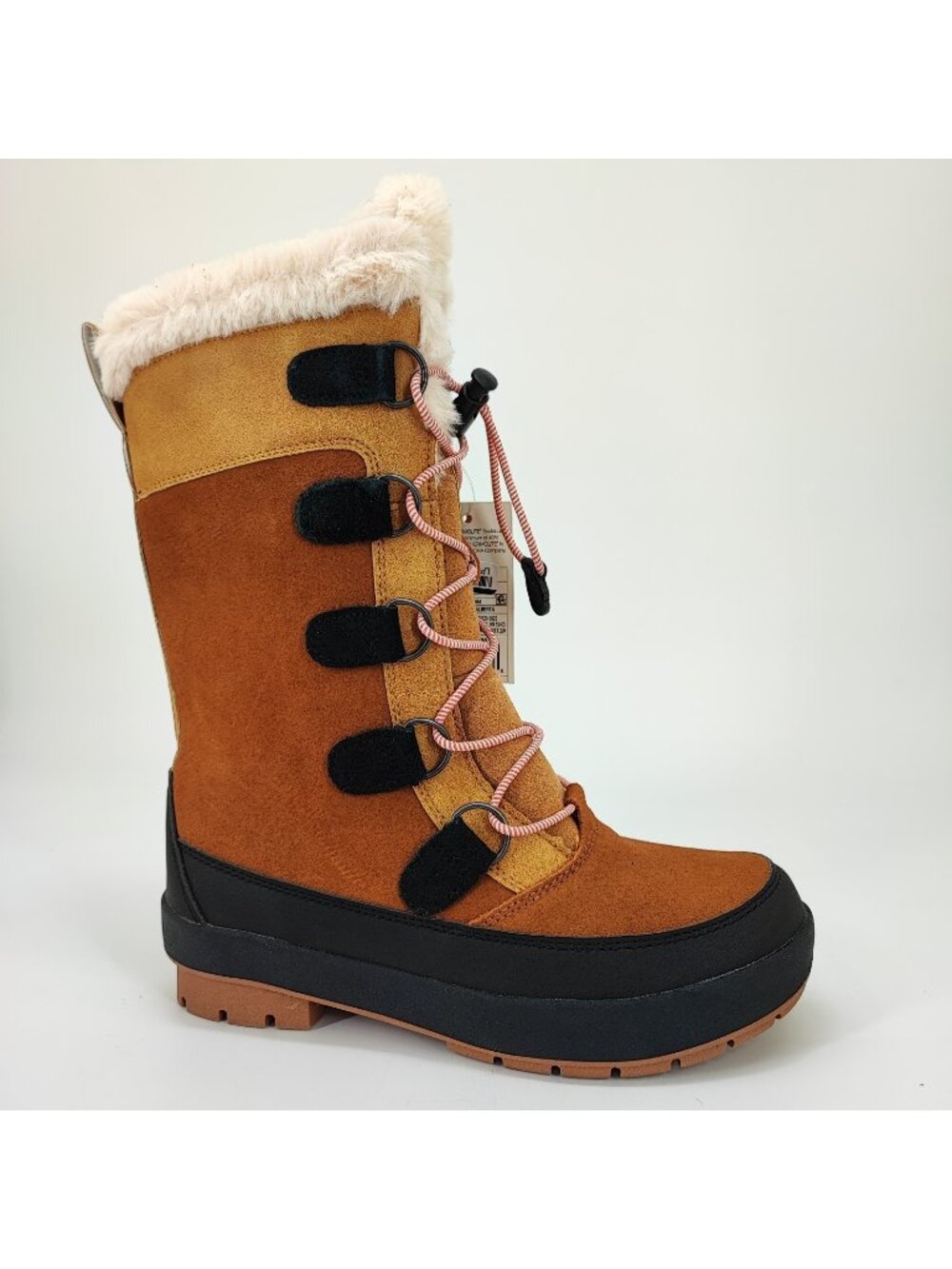 All in Motion Alberta Tall Winter Boots Girl's Size 3 US Brown Faux Suede Boots